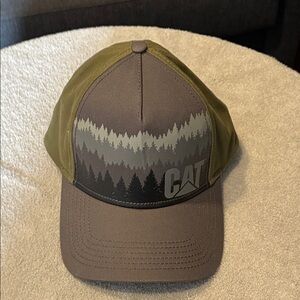 CAT gray and Green Cap New no tag. Adjustable sizing cardboard form